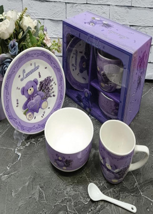 Подарочный набор посуды детский lavender, керамический набор посуды #21134482