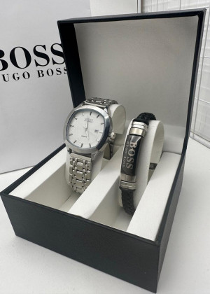 Подарочный набор для мужчины часы, браслет + коробка #21144867