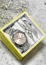 Подарочный набор для женщин часы, 2 браслета + коробка