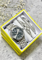 Подарочный набор для женщин часы, 2 браслета + коробка