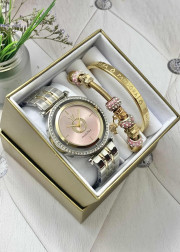 Подарочный набор для женщин часы, 2 браслета + коробка