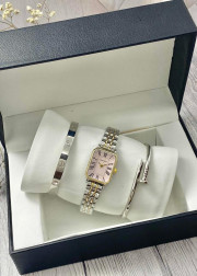 Подарочный набор для женщин часы, 2 браслета + коробка