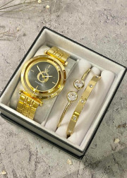 Подарочный набор для женщин часы, 2 браслета + коробка