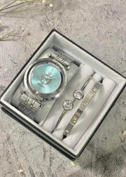 Подарочный набор для женщин часы, 2 браслета + коробка