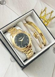 Подарочный набор для женщин часы, 2 браслета + коробка