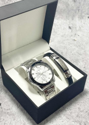 Подарочный набор для мужчины часы и браслет + коробка